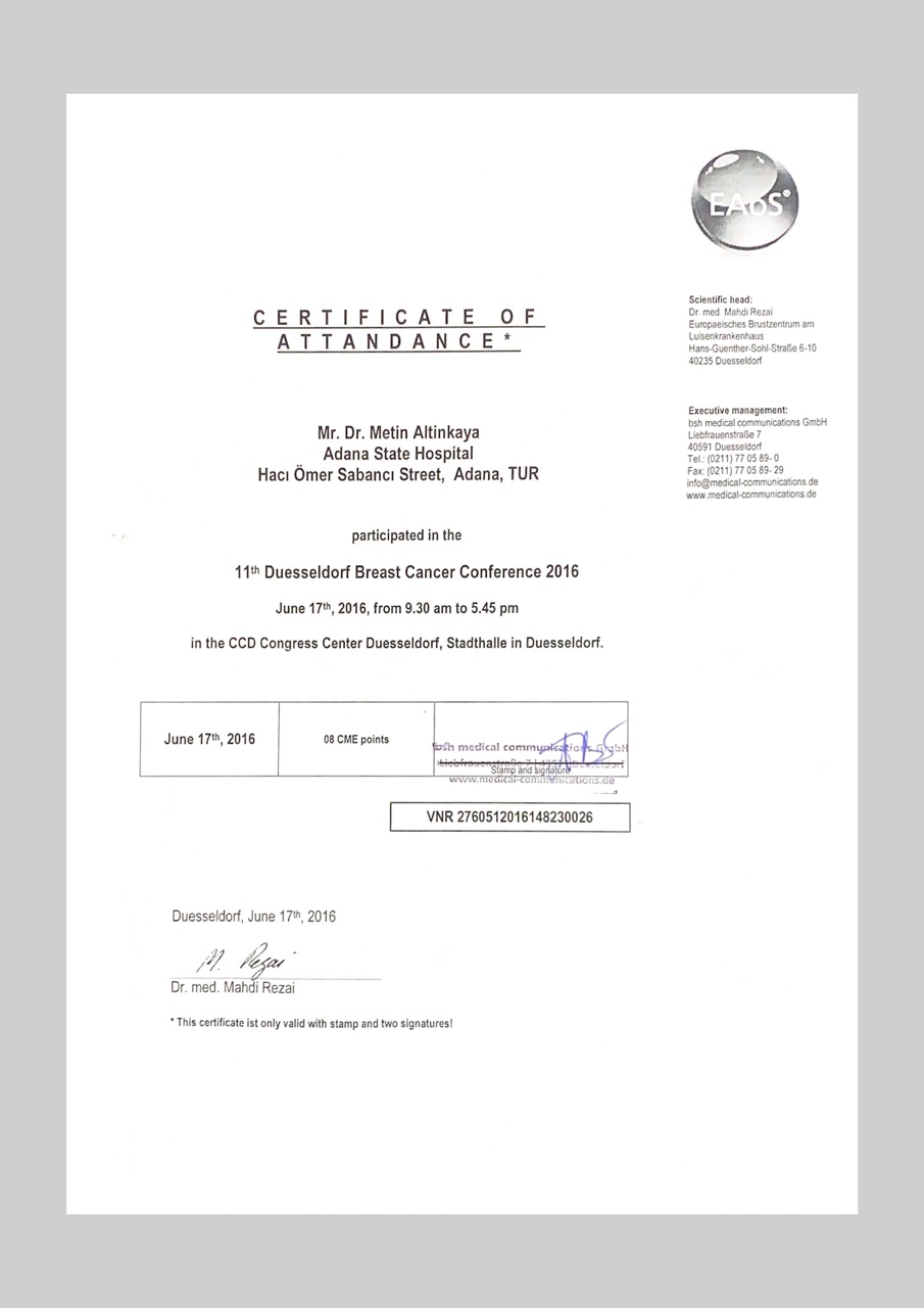 11. Duesseldorf Breast Cancer Conferance 2016